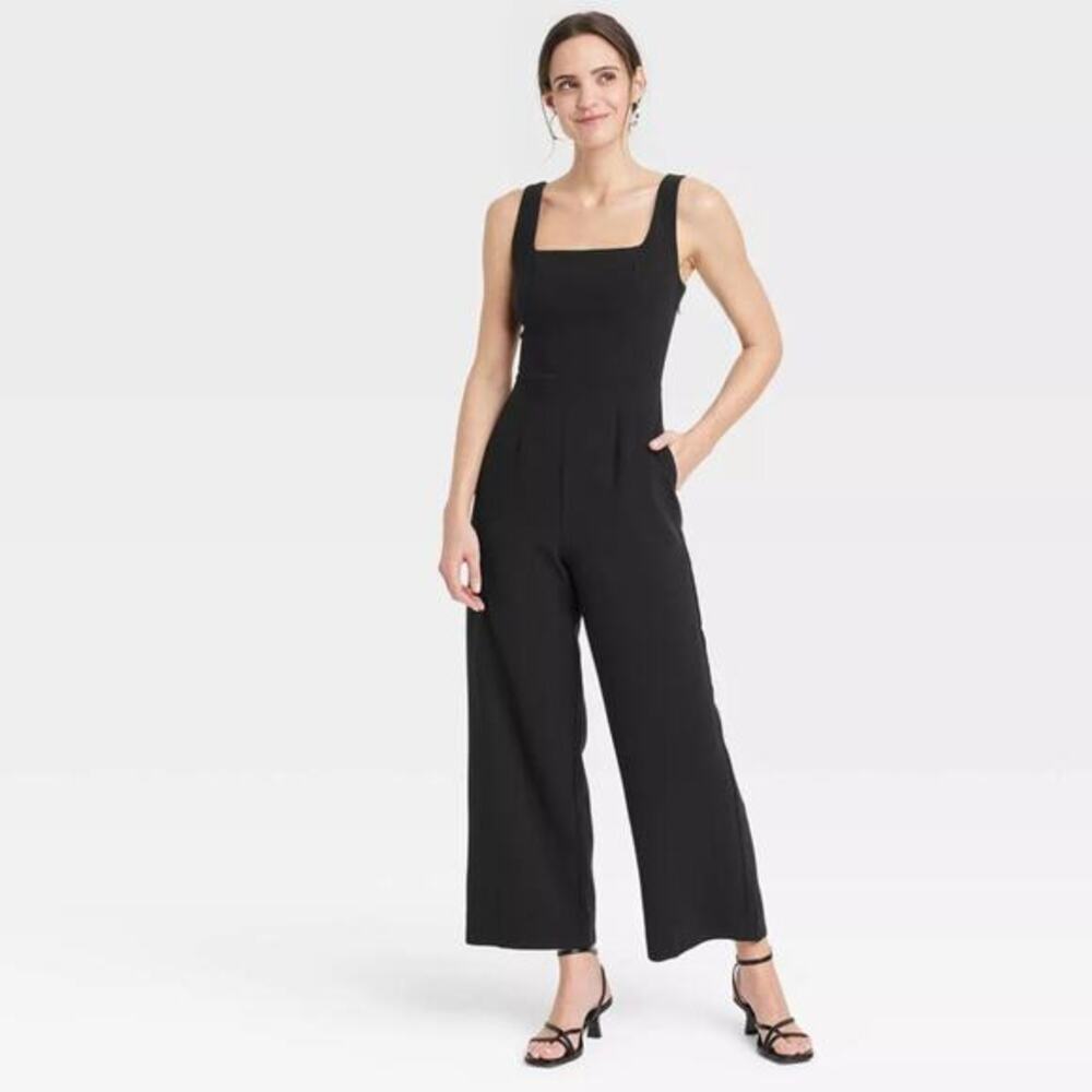 A New Day Womens Black Sleeveless Loose Fit‎ Casual Jumpsuit XXL